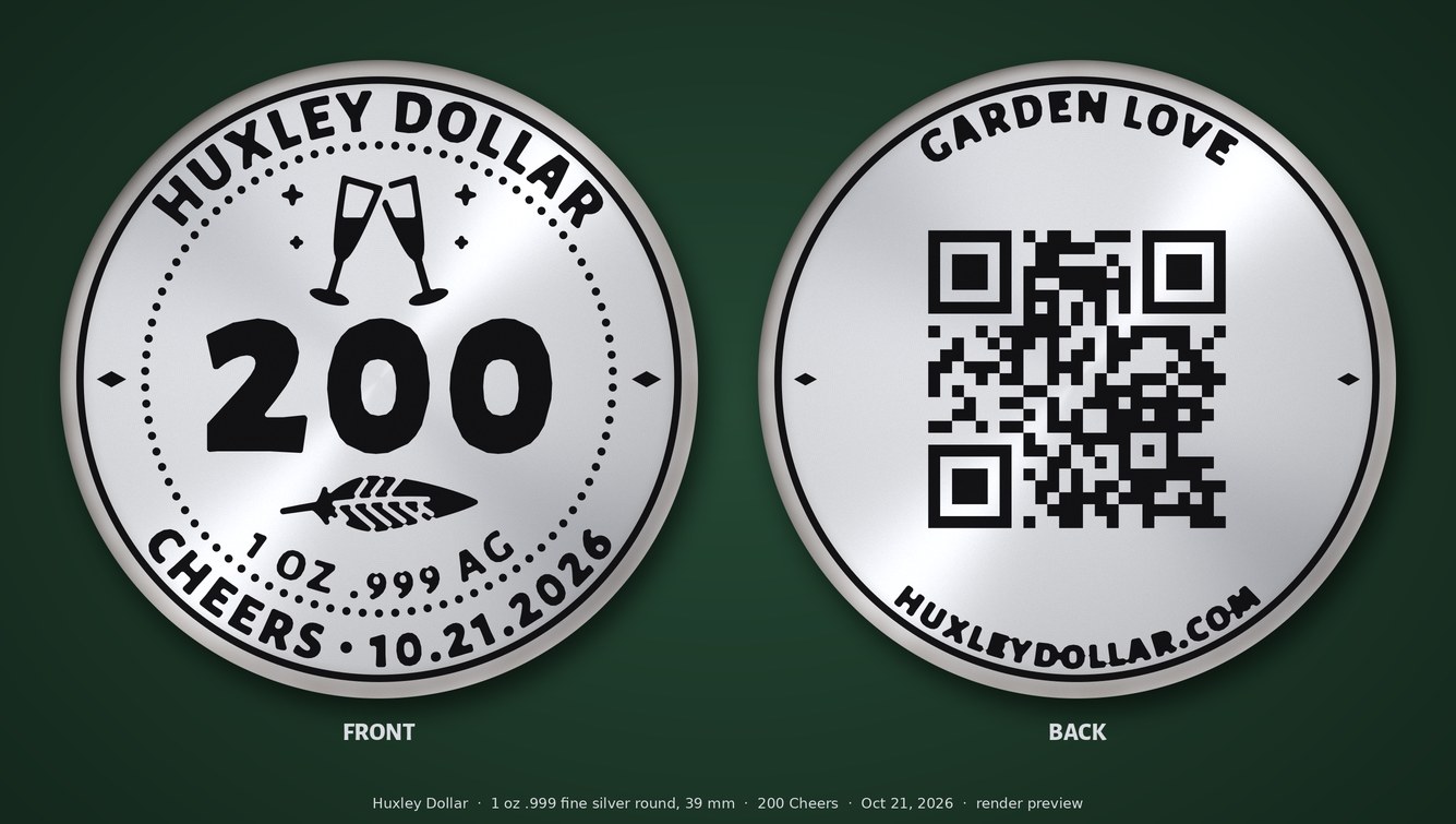 Front and back of the silver 200 Cheers coin: champagne flutes and a QR code